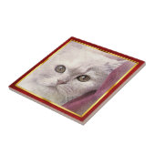 Red & Gold Framed Abstract Cat Print Tegeltje (Zijkant)