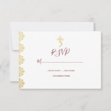 Red & Gold Ganesha et Mehndi Indian RSVP