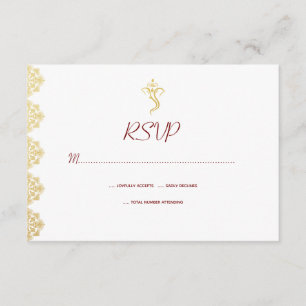 Red & Gold Ganesha et Mehndi Indian RSVP