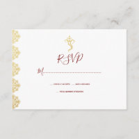 Red & Gold Ganesha et Mehndi Indian RSVP