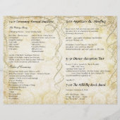 Red Gold Gatsby Paisley Peacock Wedding Programme (Dos)