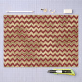 Red Gold Glam Zigzag Stripes Kerstmis Tissuepapier (Craft)