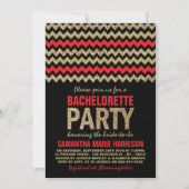 Red & Gold Glitter Chevron Bachelorette Party Kaart (Voorkant)