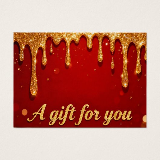 Red & Gold Glitter Drip Gift Card (Devant)