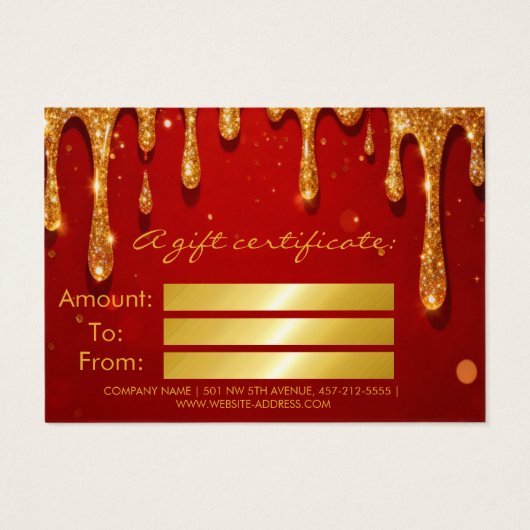 Red & Gold Glitter Drip Gift Card (Dos)