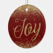 Red Gold Glitter Joy Keramisch Ornament (Links)
