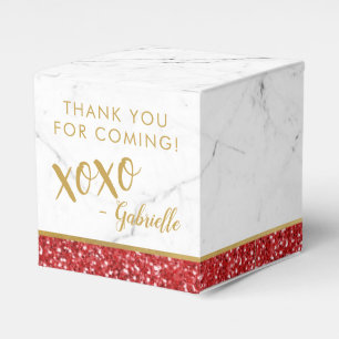 Red Gold Glitter Marble xoxo Birthday Bedankdoosjes