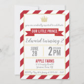 Red Gold Glitter Prince Birthday Uitnodiging (Voorkant)