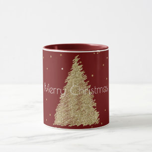 Red Gold Glitter Sparkle-kerstboom   Mok