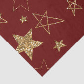 Red Gold Glitter Stars Tissuepapier (Detail)