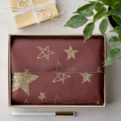 Red Gold Glitter Stars Tissuepapier (Geschenk)