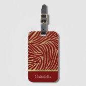 Red Gold Glitter Zebra Bagagelabel (Voorkant (verticaal))