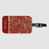 Red Gold Glitter Zebra Bagagelabel (Voorkant (horizontaal))