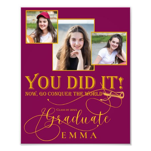 Red Gold Graduation Multi Photo Keepsaké (Devant)