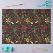 Red Gold Green Christmas Florals Decoupage  Tissuepapier (Craft)