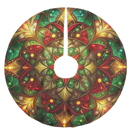 Red Gold Green Decorative Tree Skirt Kerstboom Rok (Voorkant)
