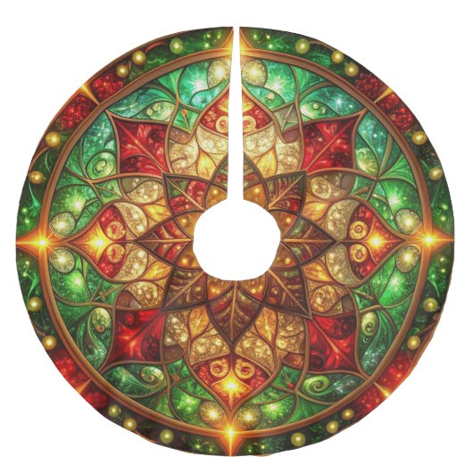 Red Gold Green Decorative Tree Skirt Kerstboom Rok (Voorkant)