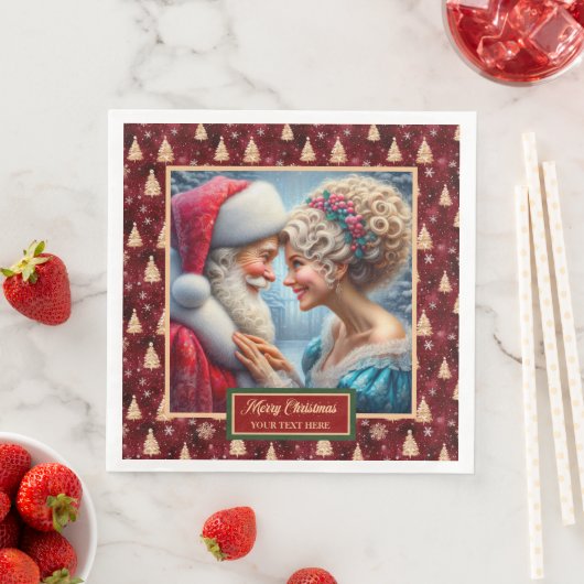 Red Gold Green Holiday servetten Mr. & Mrs. Claus (Insitu)