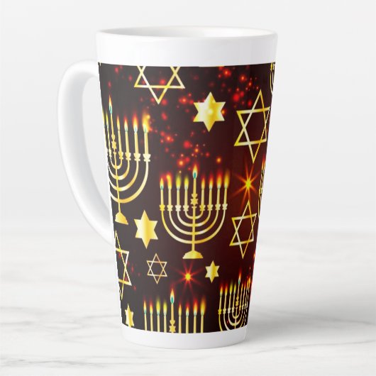 Red & Gold Hanukkah Menorah Latte Mok (Linkerhoek)