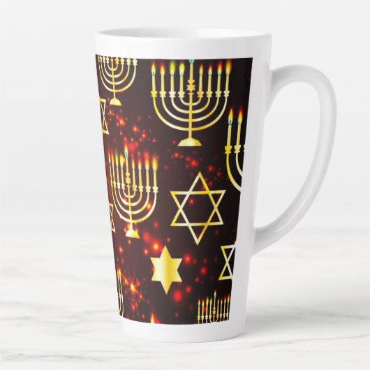 Red & Gold Hanukkah Menorah Latte Mok (Rechts)