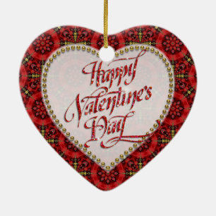 Red Gold Happy Valentijn Love Heart Ornament
