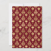 Red & Gold Heart Damask Valentine's Dinner Party Kaart (Achterkant)