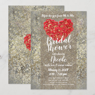 Red Gold Heart Glam Valentijn Vrijgezellenfeest Kaart