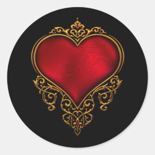 Red Gold Heart Wedt Favoriser Stickers Étiquette