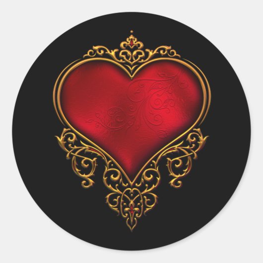 Red Gold Heart Wedt Favoriser Stickers Étiquette (Devant)