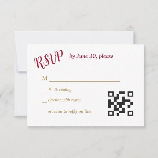 Red Gold Hearts Christian Cross Wedding RSVP (Devant)