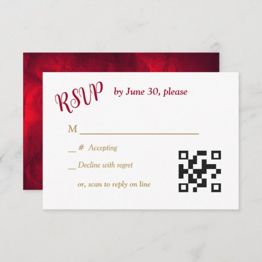 Red Gold Hearts Christian Cross Wedding RSVP (Devant / Derrière)