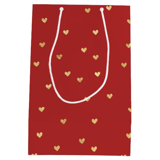 Red Gold Hearts Medium Cadeauzakje (Achterkant)