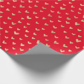 Red Gold Hearts Pattern Wrapping Paper Cadeaupapier (Hoek)