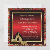 Red & Gold High Heels 00e Invitation anniversaire (Dos)