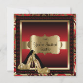Red & Gold High Heels 00e Invitation anniversaire (Devant)