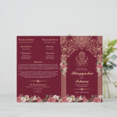 Red & Gold Hindu Wedding Ceremony Folded Program (Staand voorkant)