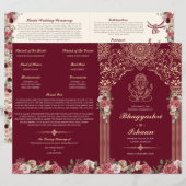 Red & Gold Hindu Wedding Ceremony Folded Program (Voorkant / Achterkant)