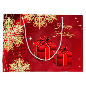 Red Gold Holiday Gift Bag Groot Cadeauzakje (Achterkant)