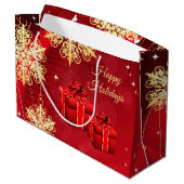Red Gold Holiday Gift Bag Groot Cadeauzakje (Achterkant Gekanteld)