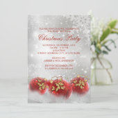 Red & Gold Holly Baubles Invitation de la fête de  (Debout devant)