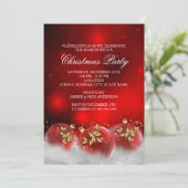 Red Gold Holly Baubles Invitation de la fête de No (Debout devant)