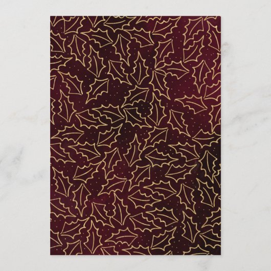 Red Gold Holly Berry kerstbruiloft Menu (Achterkant)