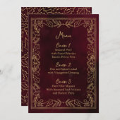 Red Gold Holly Berry kerstbruiloft Menu (Voorkant / Achterkant)