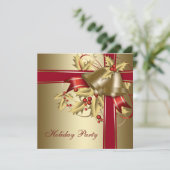 Red Gold Holly Corporate kerstfeest Kaart (Staand voorkant)