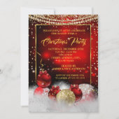 Red Gold Kerstfeestdag Sneeuw Kaart (Voorkant)