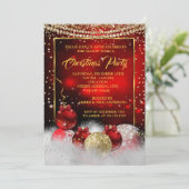 Red Gold Kerstfeestdag Sneeuw Kaart (Staand voorkant)