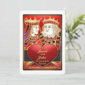 Red Gold King en Queen Vegas samen met Invite Kaart (Staand voorkant)