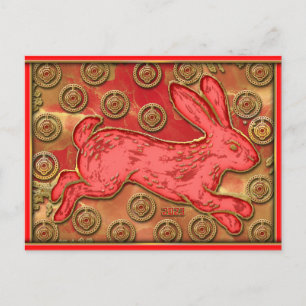 Red Gold Lantern Rabbit 2023 Chinese nieuwjaarsdag Feestdagenkaart