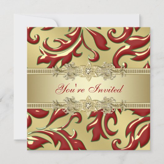 Red Gold Leaf Red Gold Corporate Christmas Party Kaart (Voorkant)