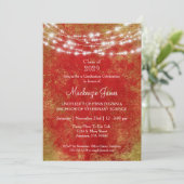 Red Gold Lights Graduation Party Invitation (Debout devant)